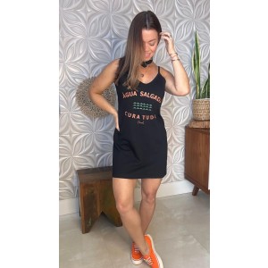 Vestido Curto Alça Água Salgada Cura Tudo Preto